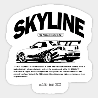 The Skyline GT R34 White Sticker